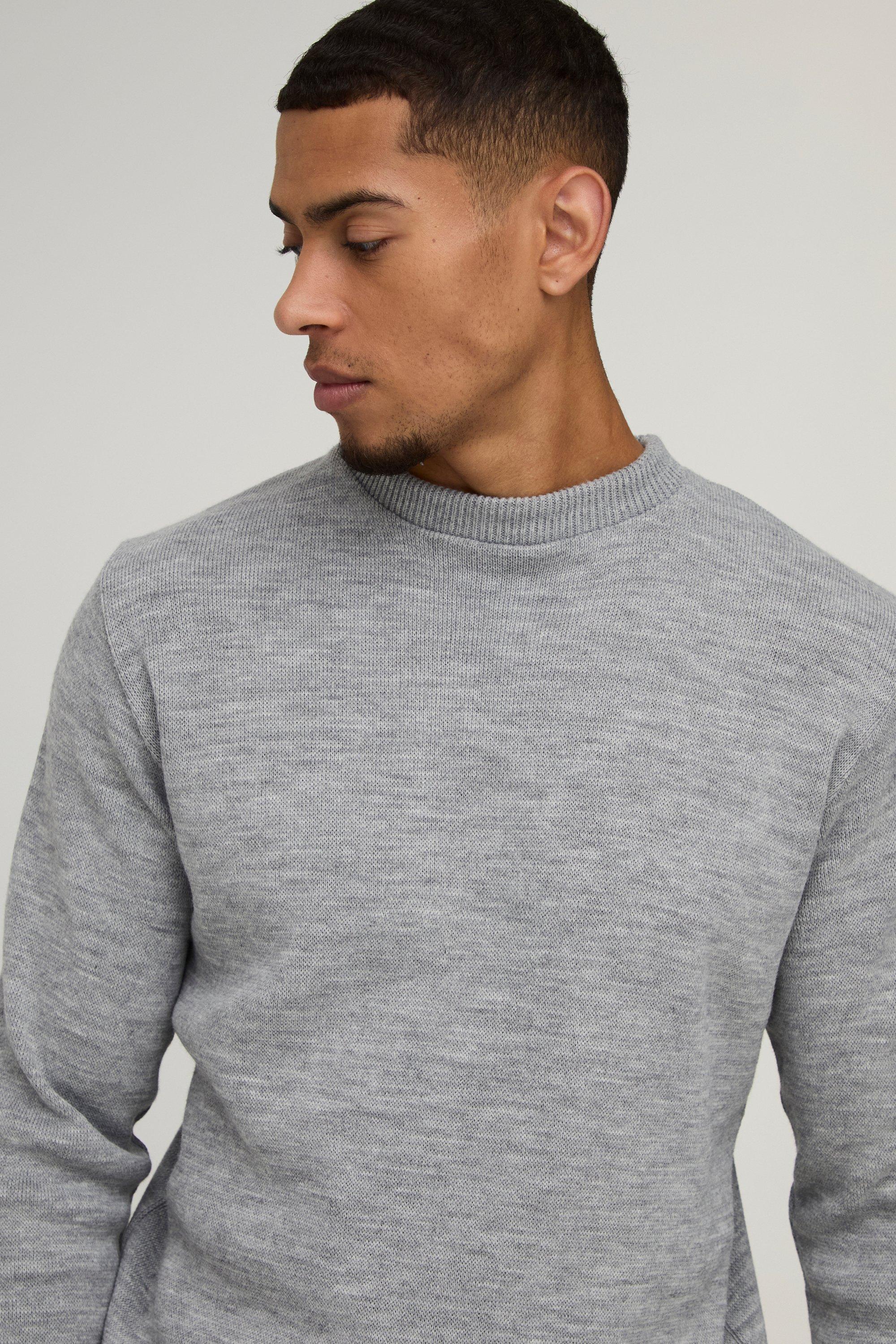 boohooMAN Men s Regular Fit Crew Neck Knitted Jumper